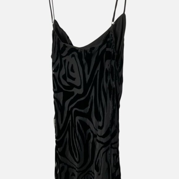 Ronny Kobo Collective Burnout Velvet Slip Dress Black US 12 *FLAW* - Picture 9 of 10